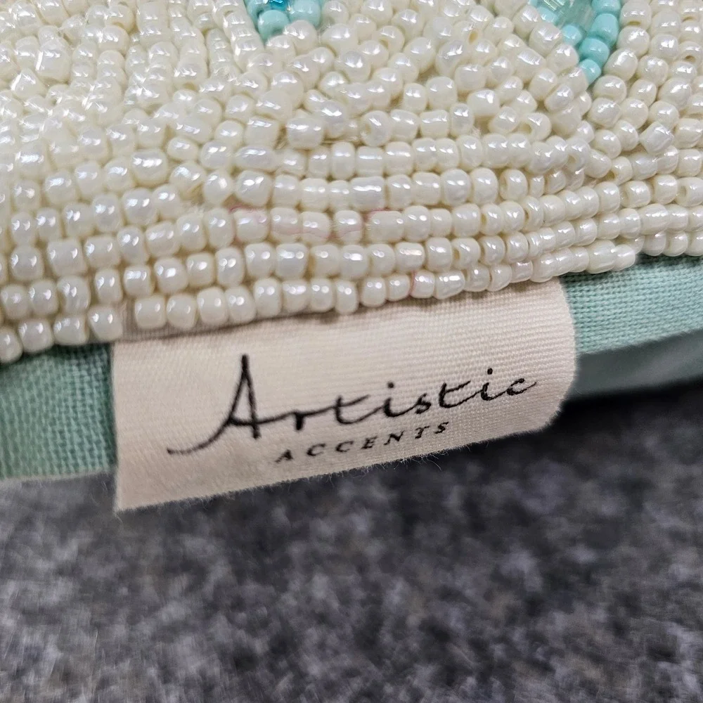 Artistic Accents Beaded Floral Pillow Cover, Pastels, 14